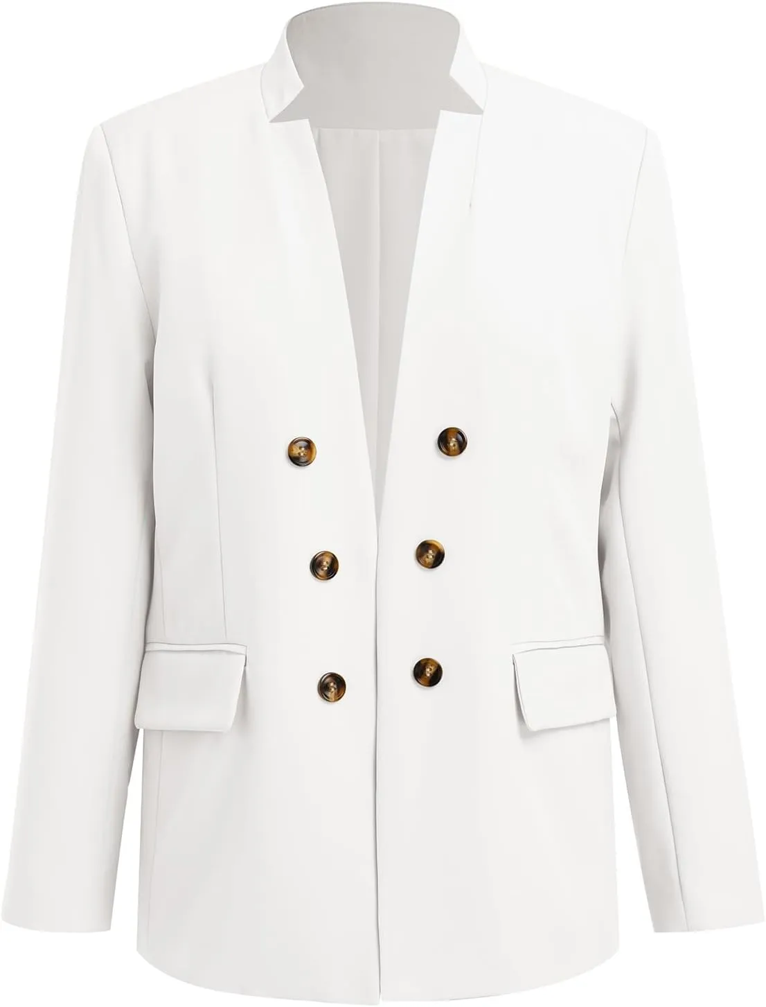 ABAFIP Women's Casual Blazer Suit Jacket Long Sleeve Stand Collar Button Down Work Office Coat Outwear