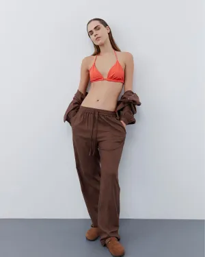 ABIGAILESW TROUSERS - Chocolate brown