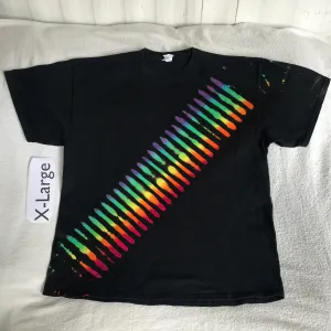 Adult XL Discharged Tie-Dye Rainbow Lines