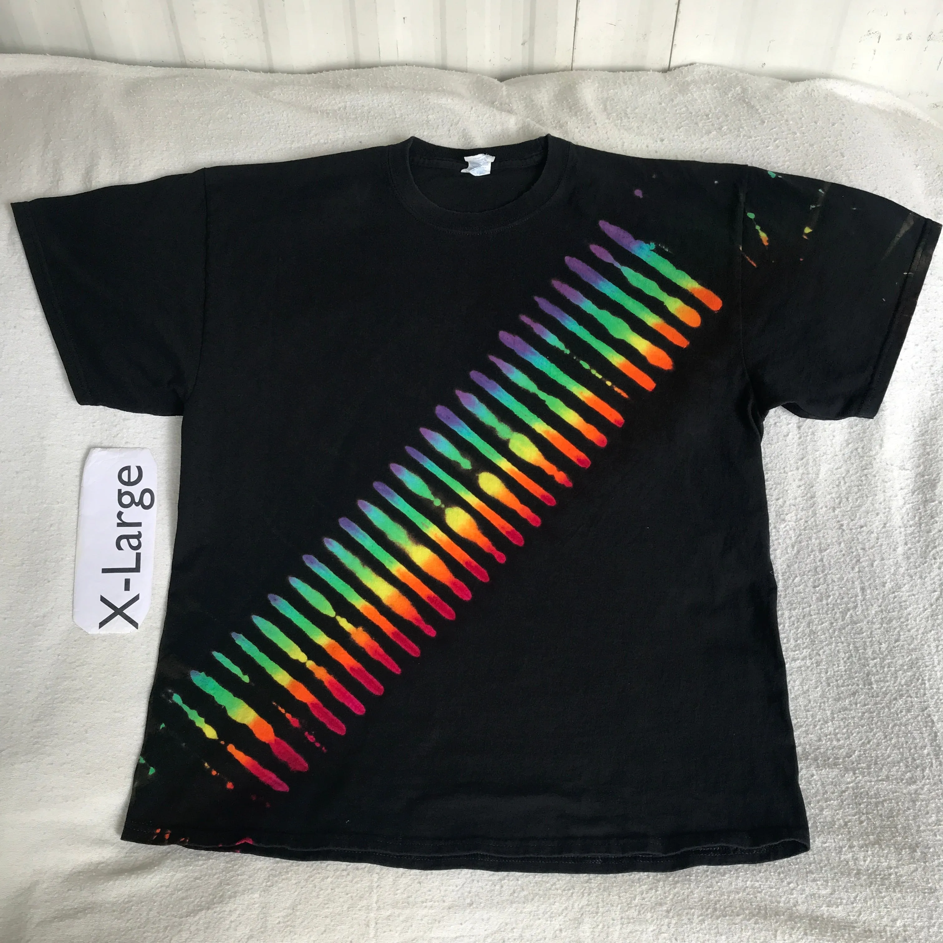 Adult XL Discharged Tie-Dye Rainbow Lines