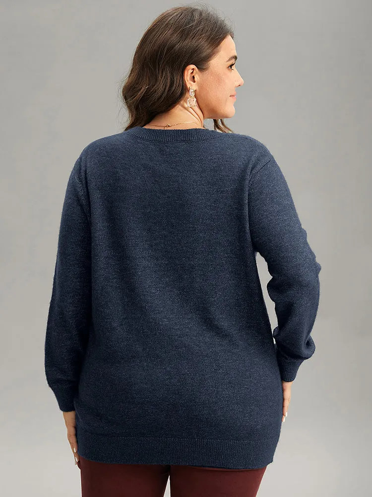 Anti-Pilling Sequin Snowflake Round Neck Pullover
