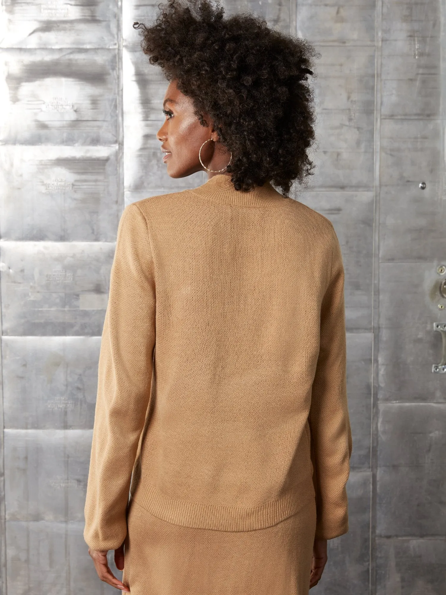 Argyle Mock-Neck Pullover Sweater