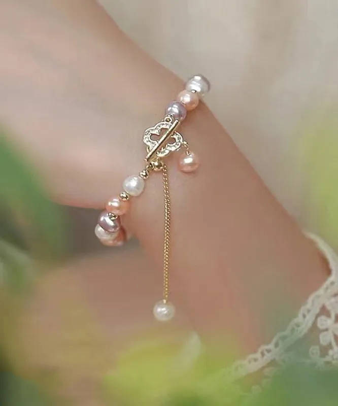 Art Multi Sterling Silver Overgild Pearl Tassel Charm Bracelet WF004