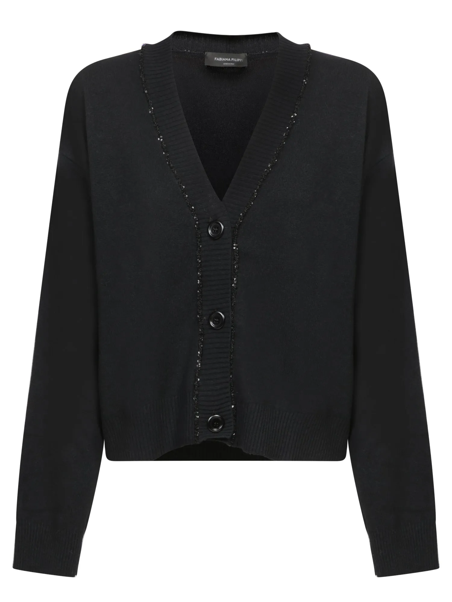 Black Sequin Thread Cardigan