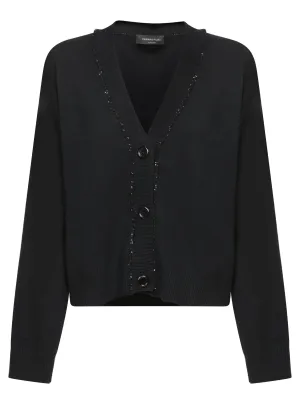 Black Sequin Thread Cardigan