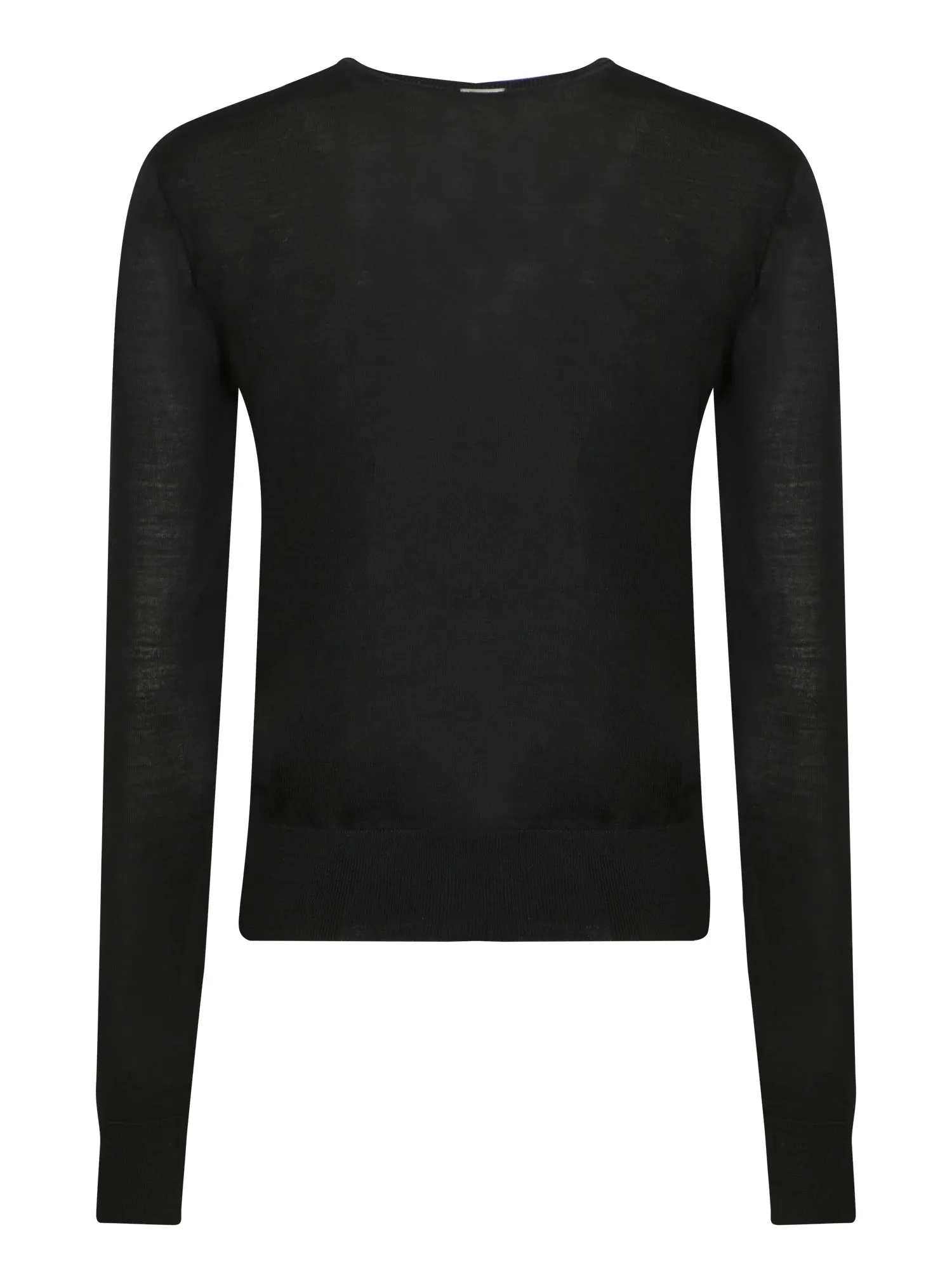 Black Wool Cardigan with Heart Detail
