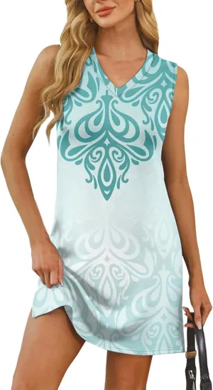 Boho Summer Dresses for Women 2025 V-Neck Beach Dress Vacation Women's Sleeveless Floral Sundress with Split