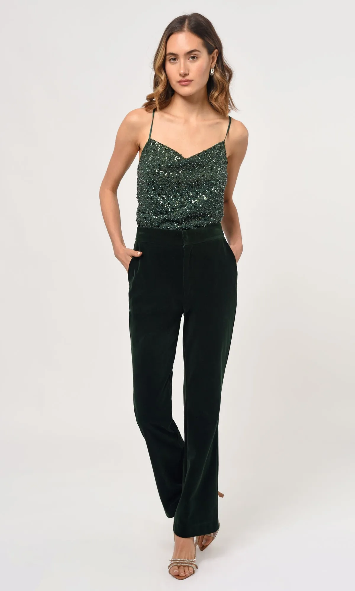 Bona Cowl Neck Beaded Blouse