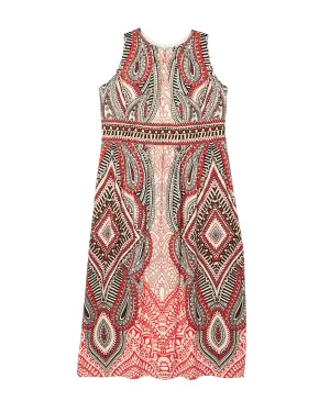 Calista Pleated Neck Maxi Dress | Orange / Coral