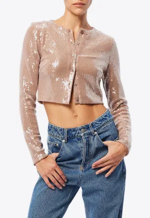 Celestial Sequined Cropped Cardigan