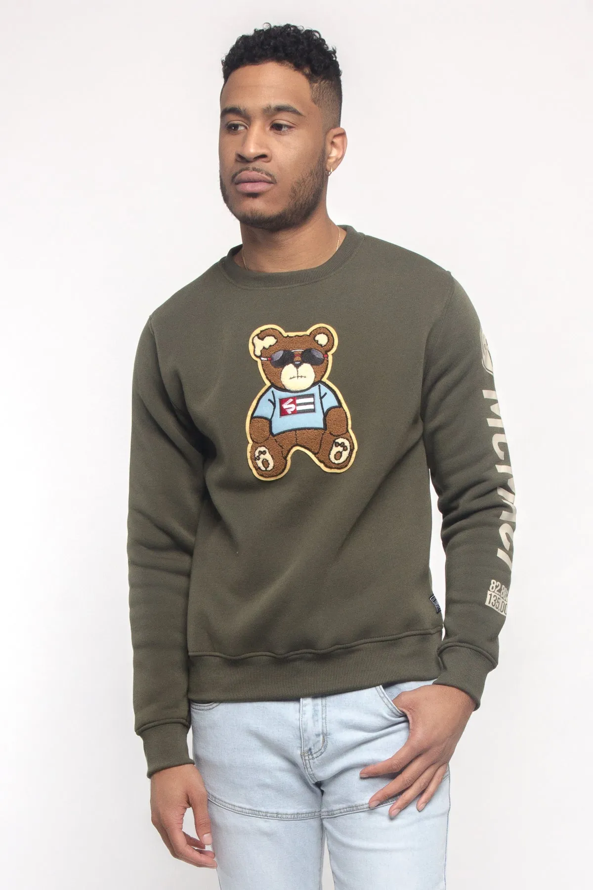 Chenille Bear Patch Fleece Crewneck