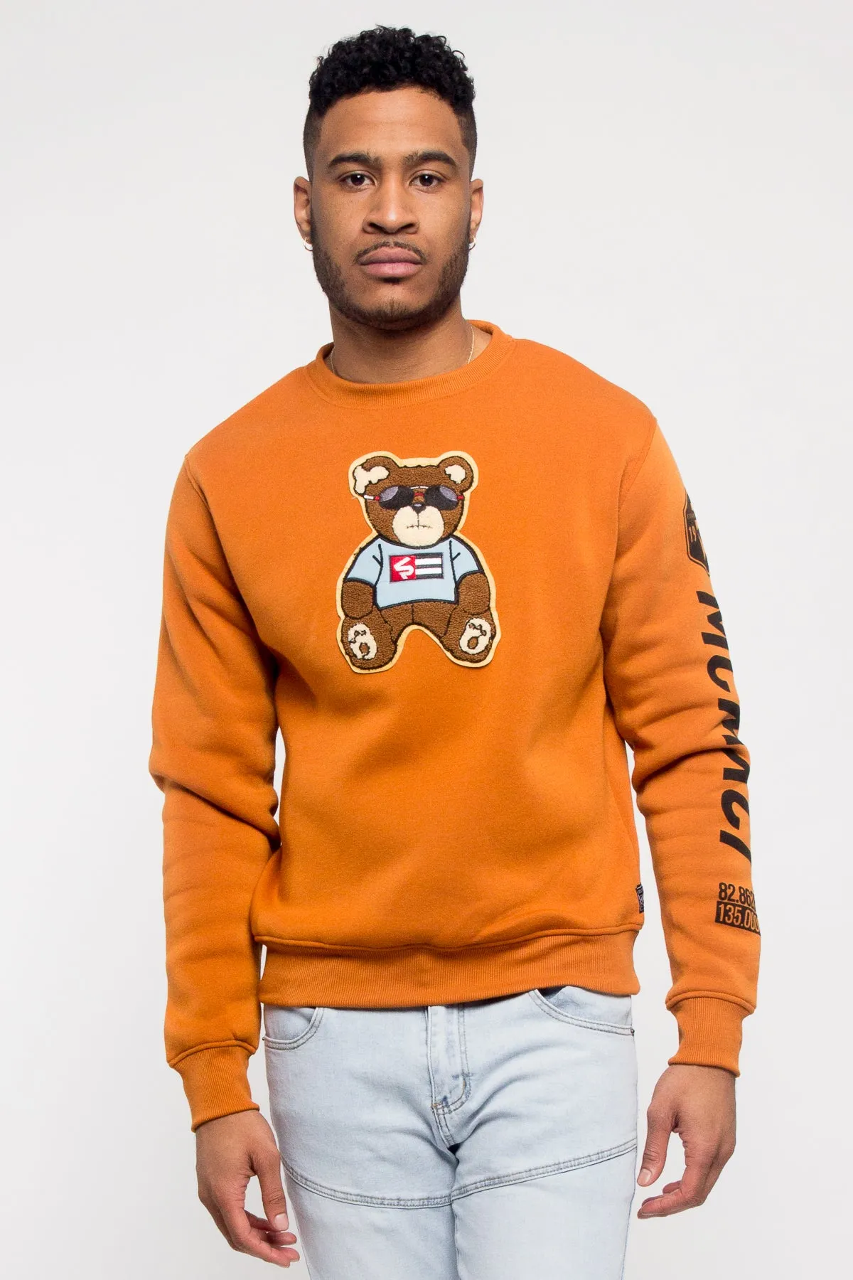 Chenille Bear Patch Fleece Crewneck