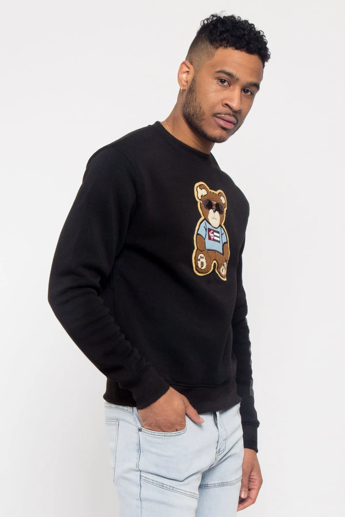 Chenille Bear Patch Fleece Crewneck