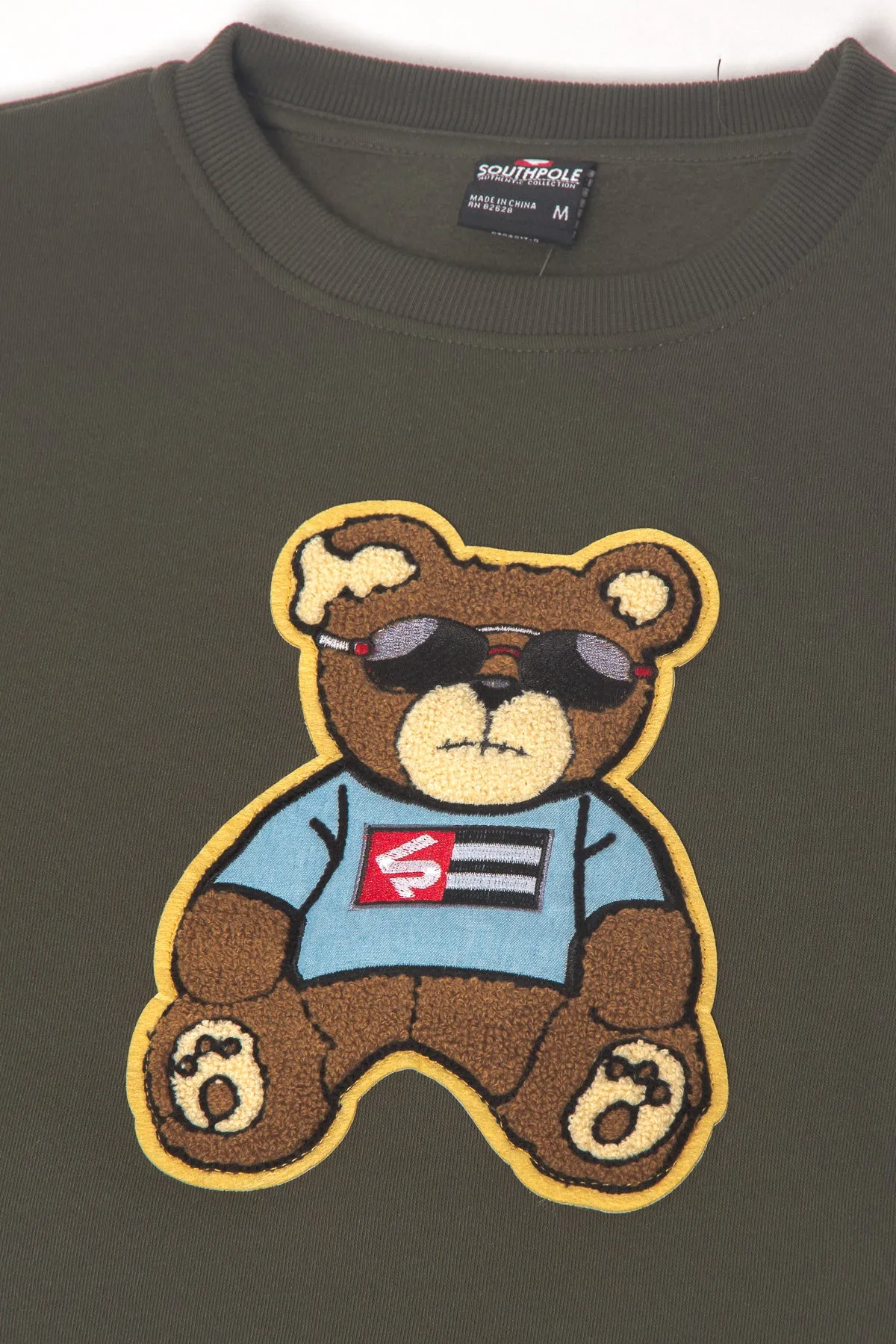 Chenille Bear Patch Fleece Crewneck