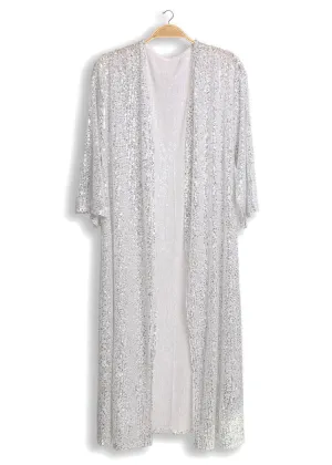 Crazy Diamond Silver Sequin Kimono