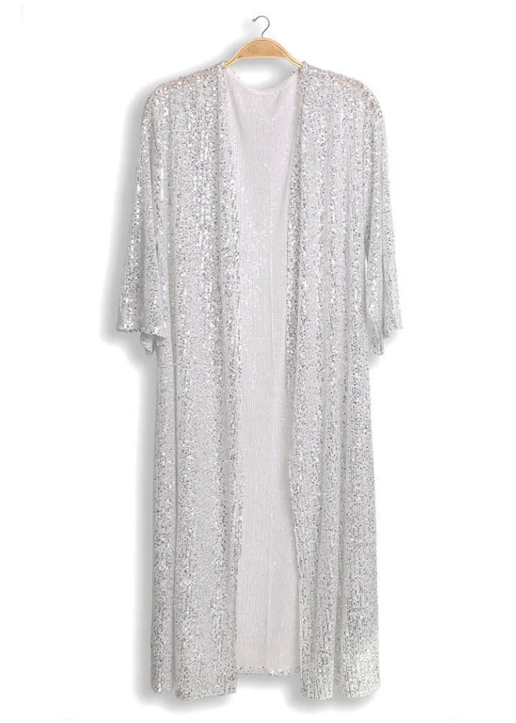 Crazy Diamond Silver Sequin Kimono