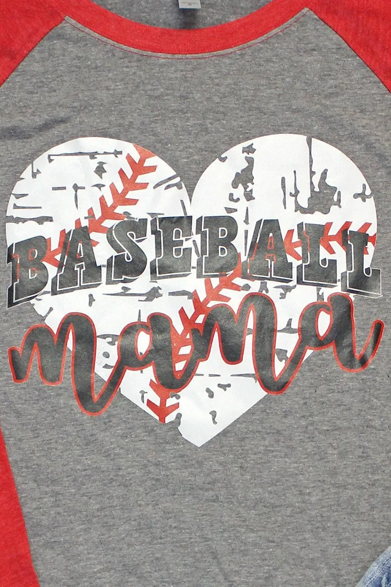 Distressed Heart Baseball Mama Tri-Blend Unisex 3/4 Raglan