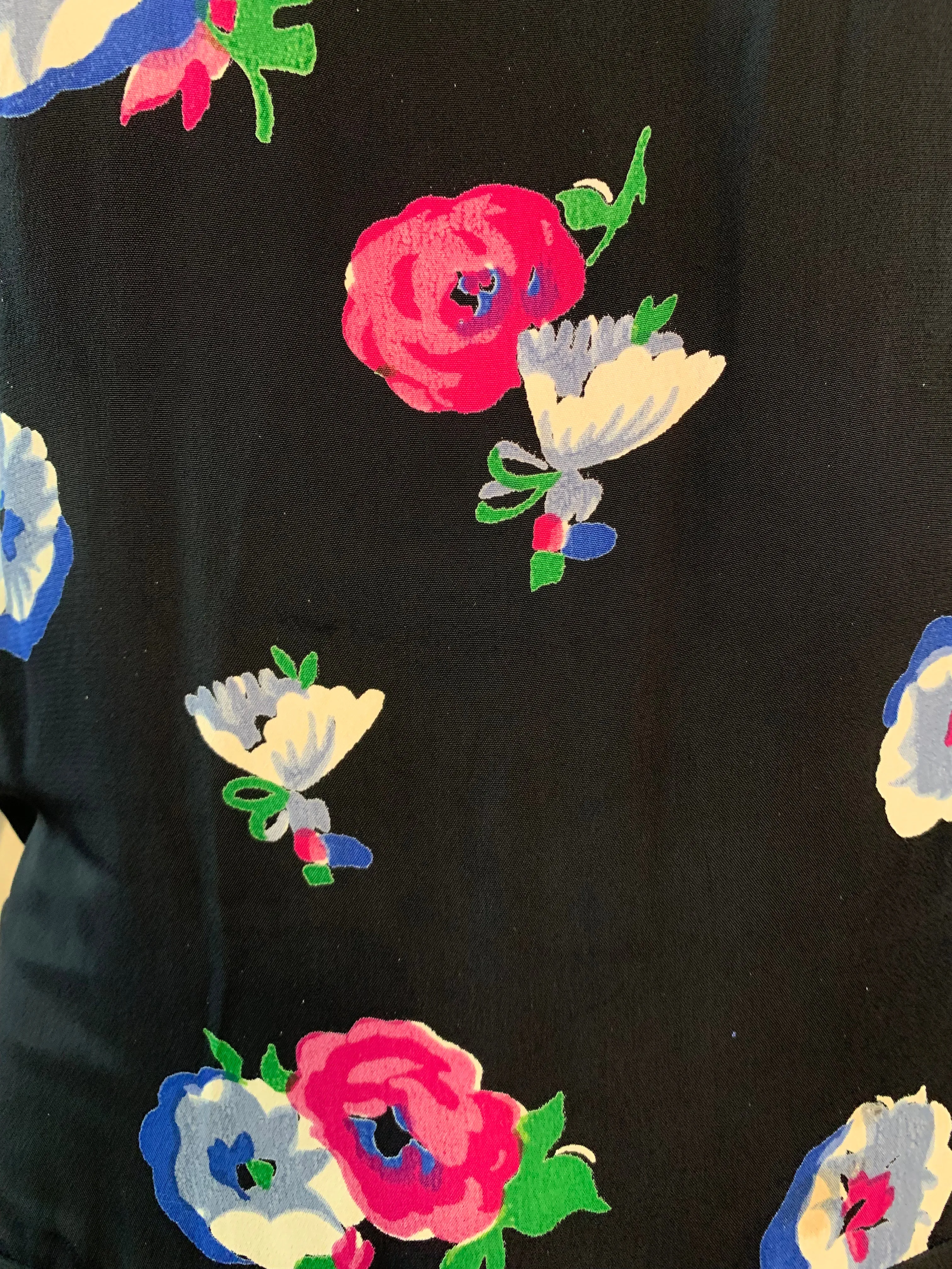 Eisenberg Original 40s Blue Rayon Floral Dress with Peplum