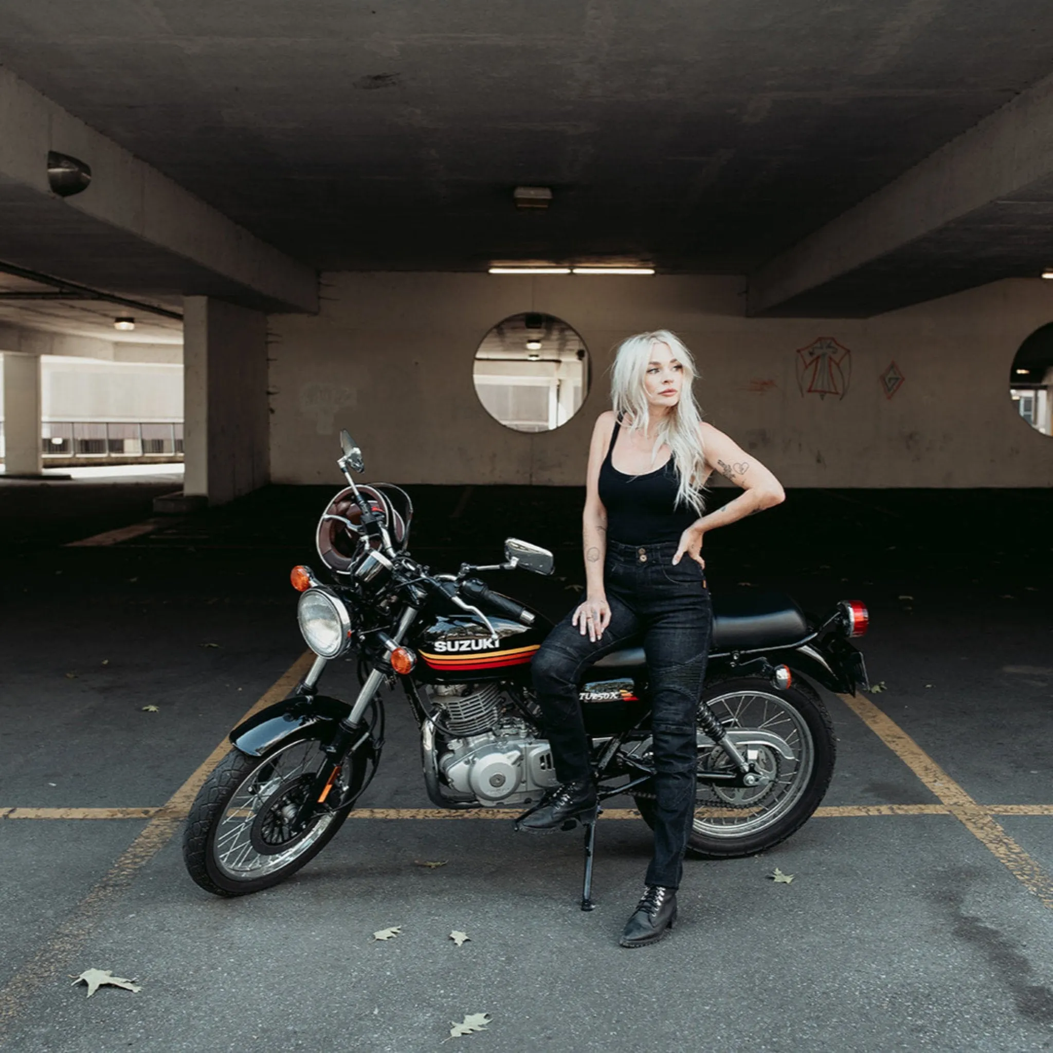 ELLIE - Lady Motorcycle Jeans - Black