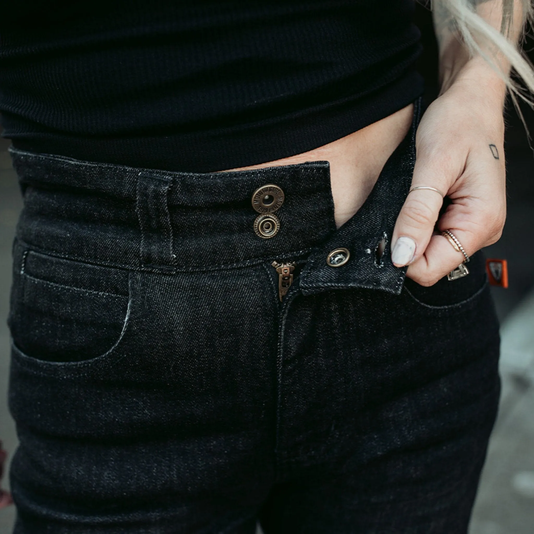 ELLIE - Lady Motorcycle Jeans - Black