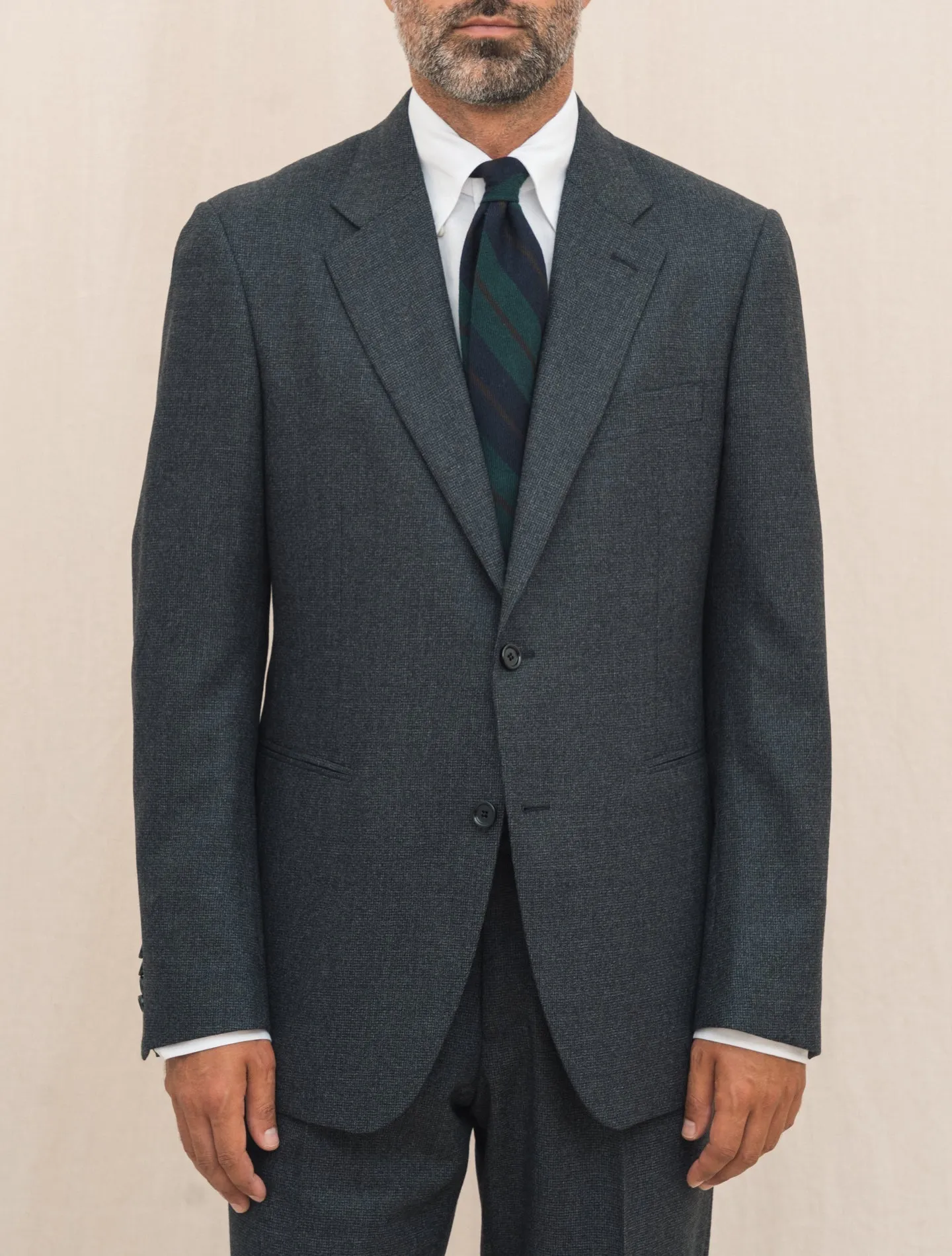 Feeling Single Breasted Micro Check Suit Dark Grey