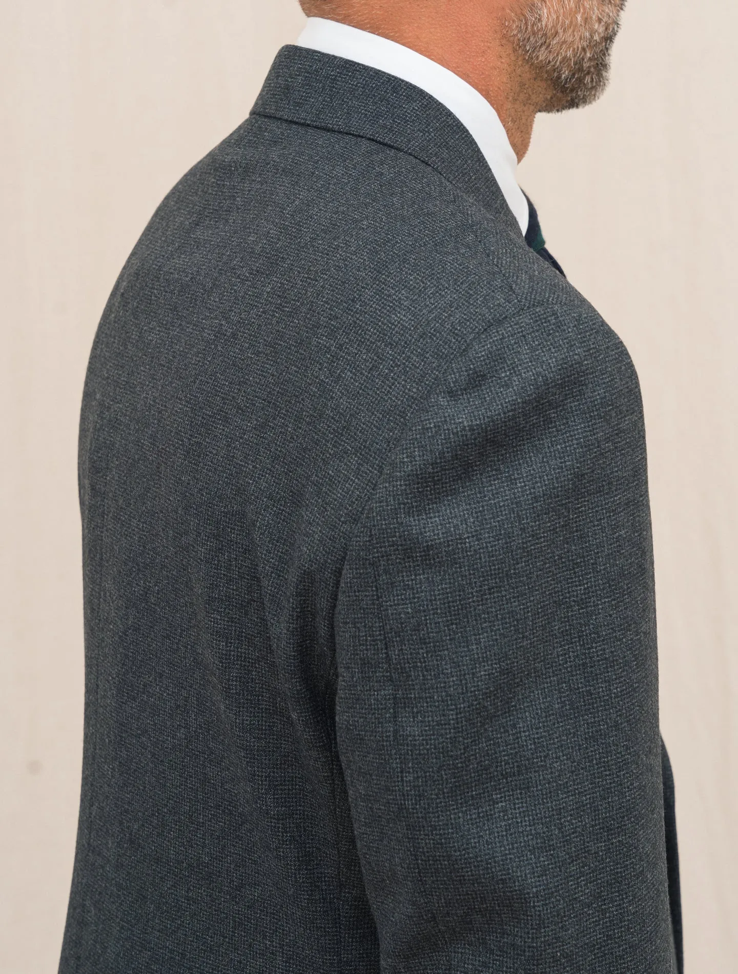 Feeling Single Breasted Micro Check Suit Dark Grey