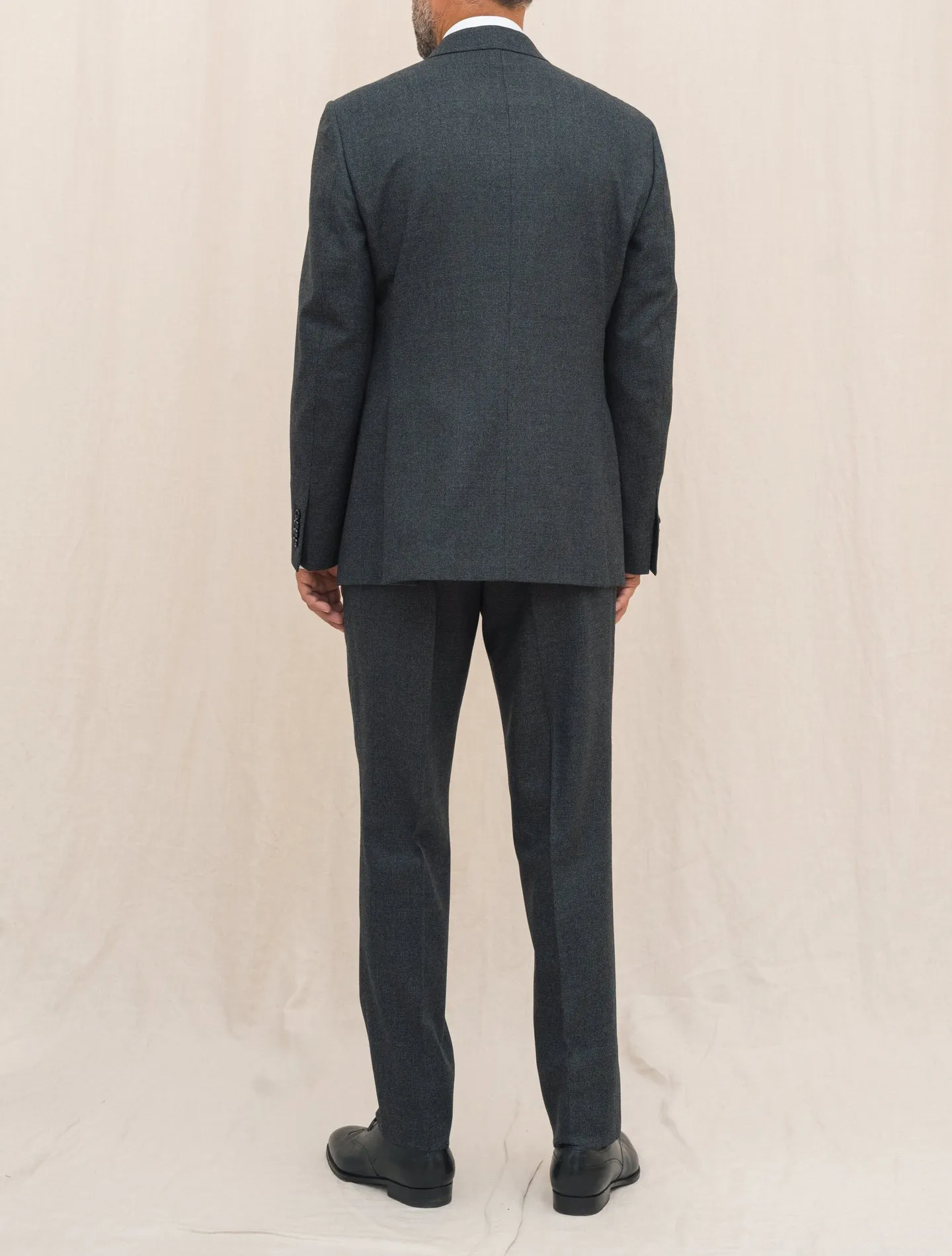 Feeling Single Breasted Micro Check Suit Dark Grey