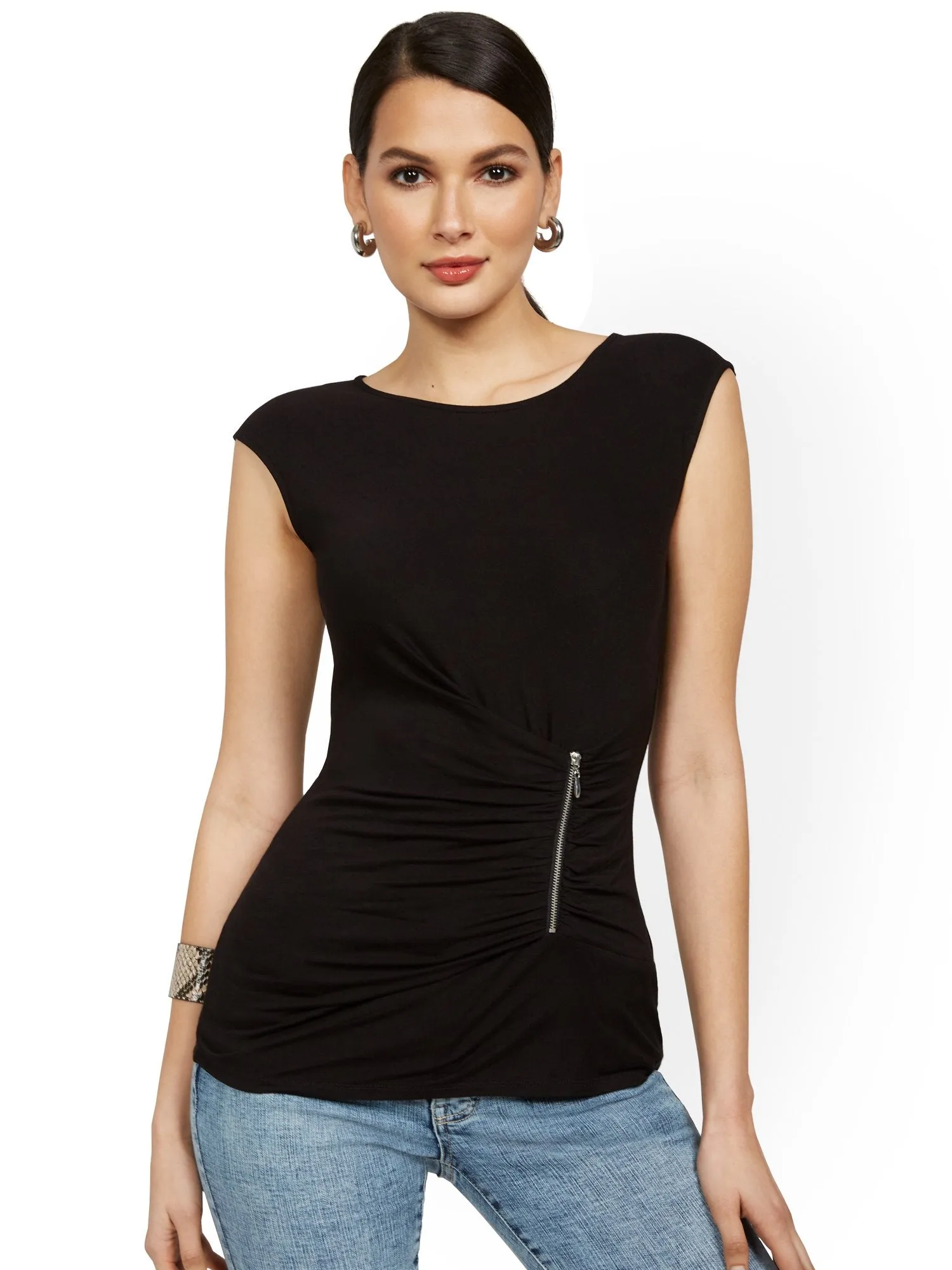 Front-Ruche Side-Zip Top
