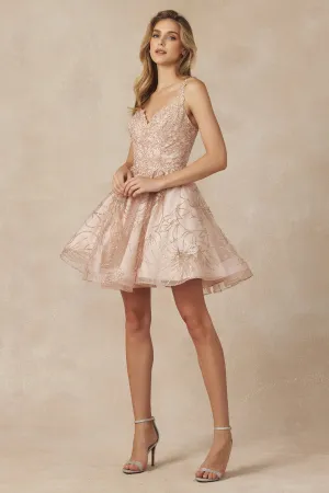 Gold Embroidered Short Dress, Swirling Patterns