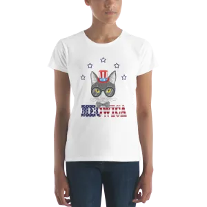 Gray Cat With Hat & Stars Women's Tee