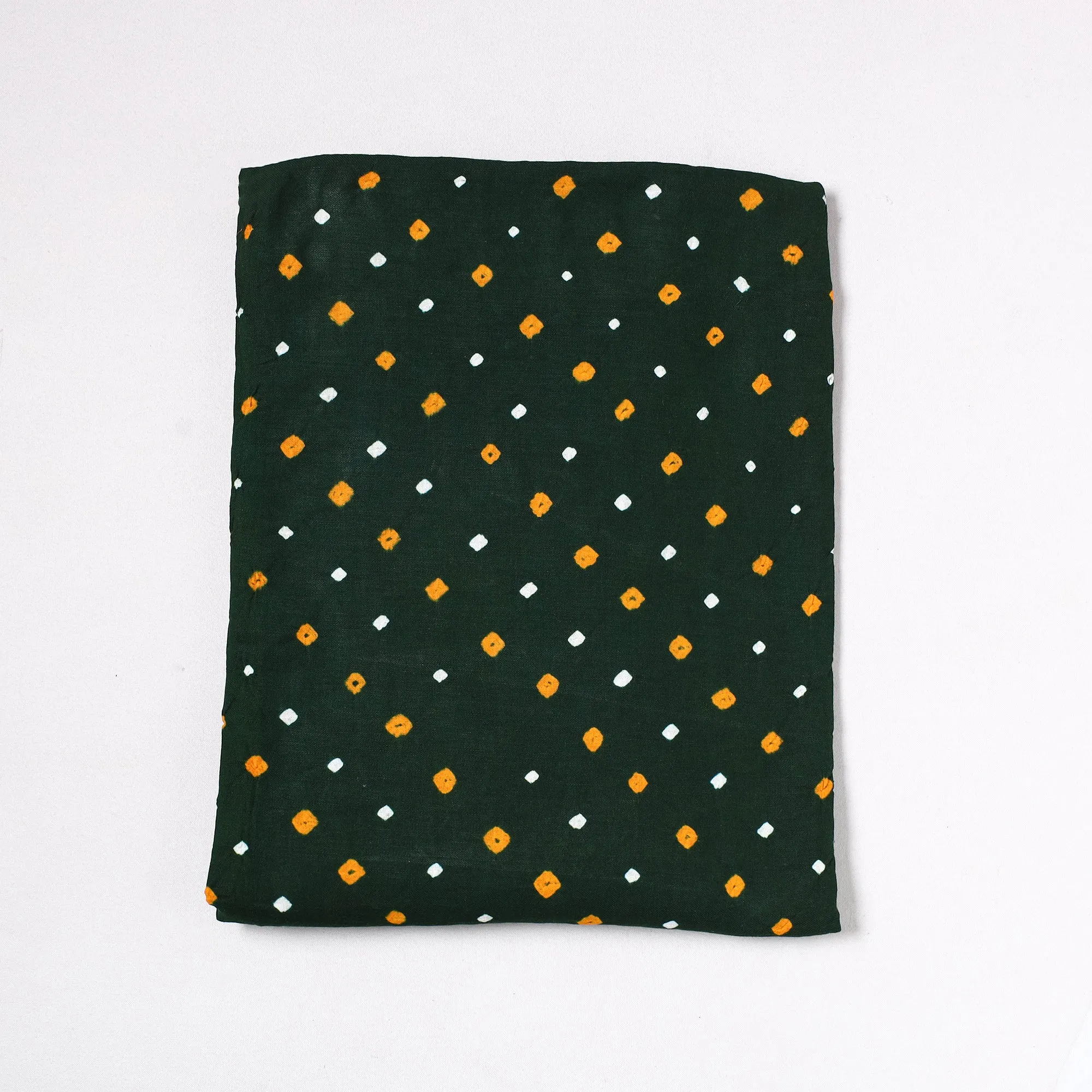 Green - Kutch Bandhani Tie-Dye Satin Cotton Precut Fabric (1.7 meter) 69