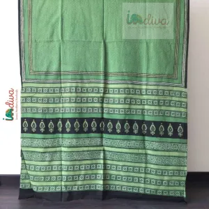 Green Mul Cotton Bagru Printed Saree