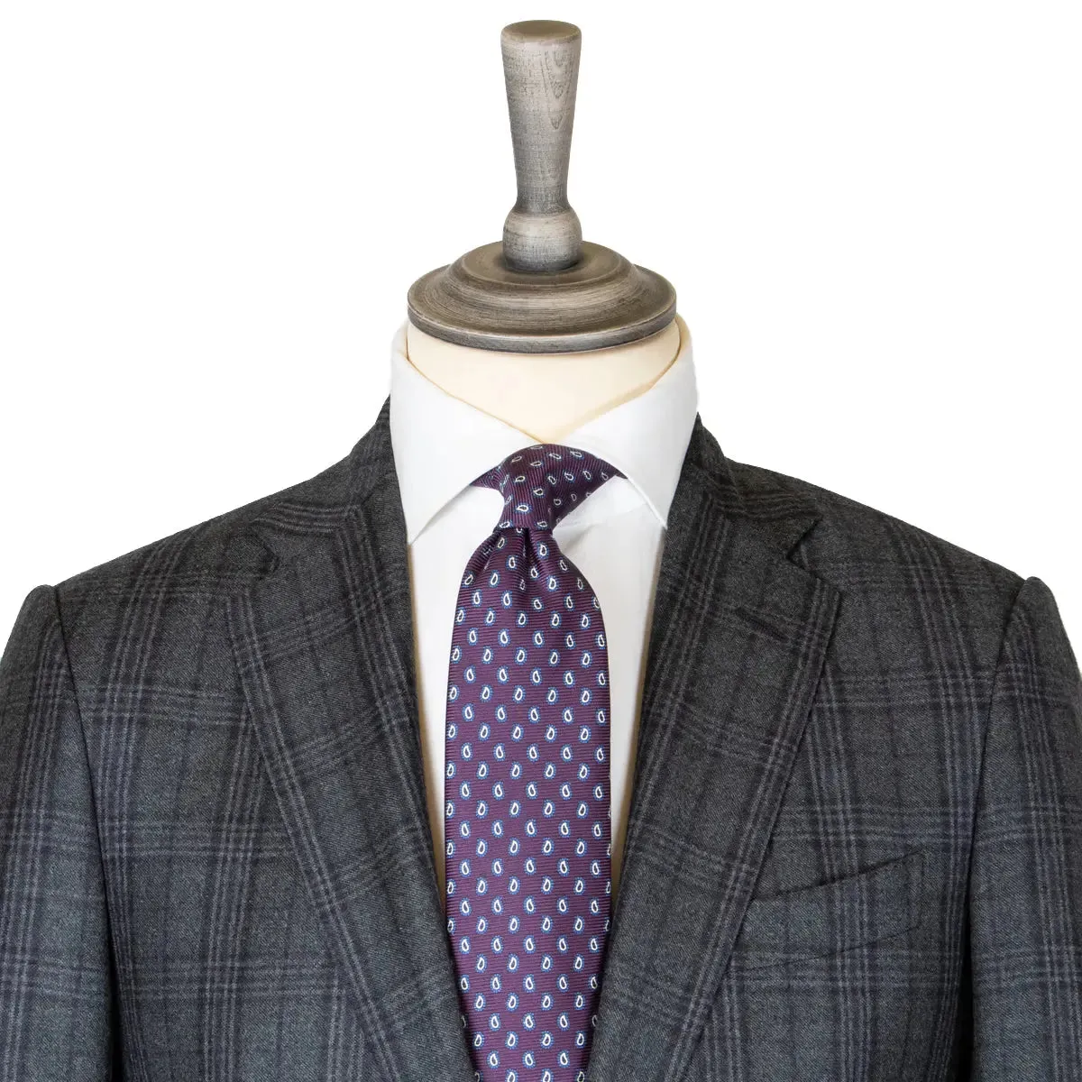 Grey and Purple Check Virgin Wool Suit