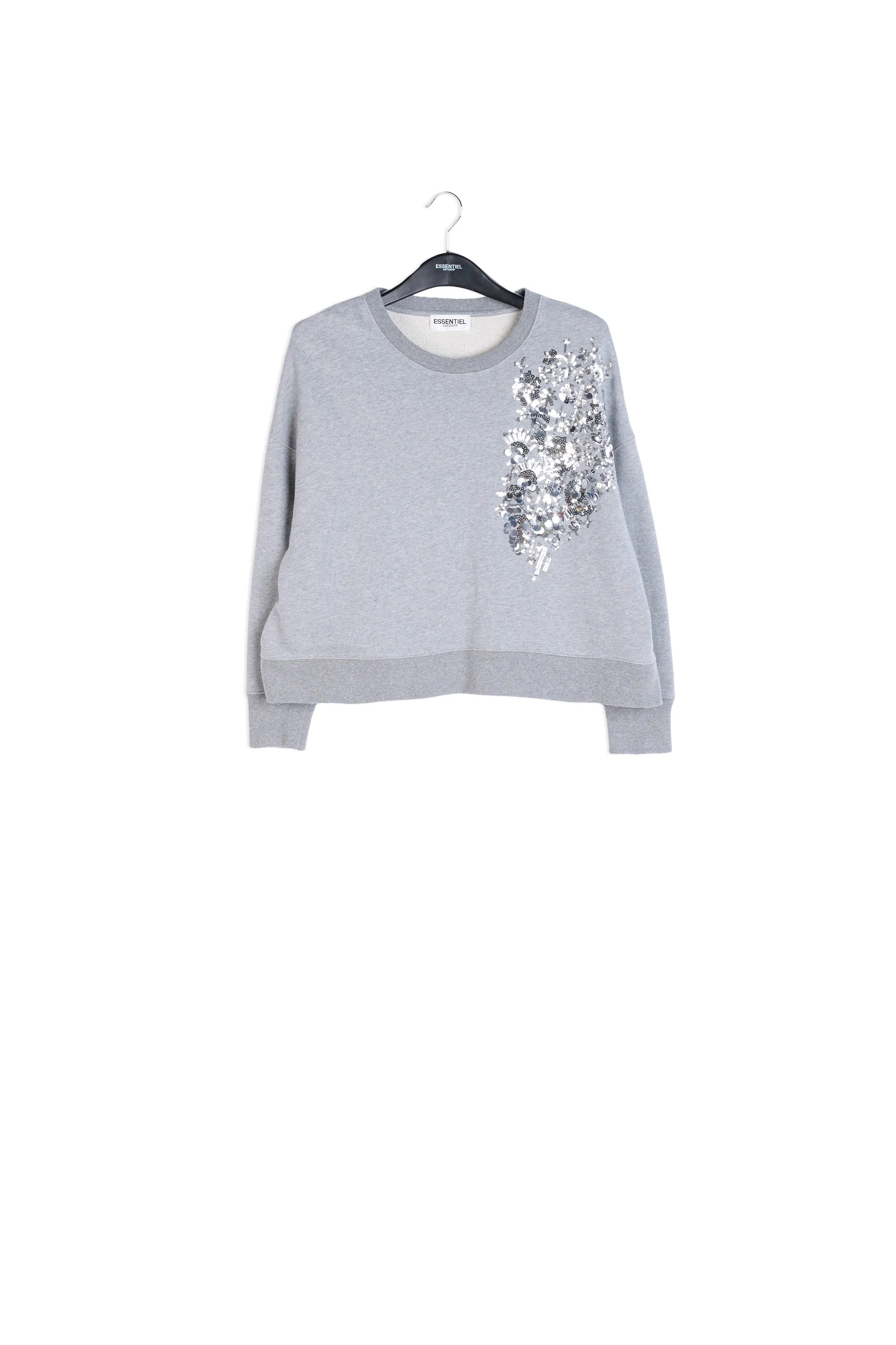 Grey sweater with silver sequins