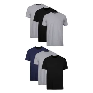 Hanes Mens Cotton, Moisture-wicking Crew Tee Undershirts, Multi-packs, Black/Grey/Blue Assorted - 6 Pack, 3X-Large US