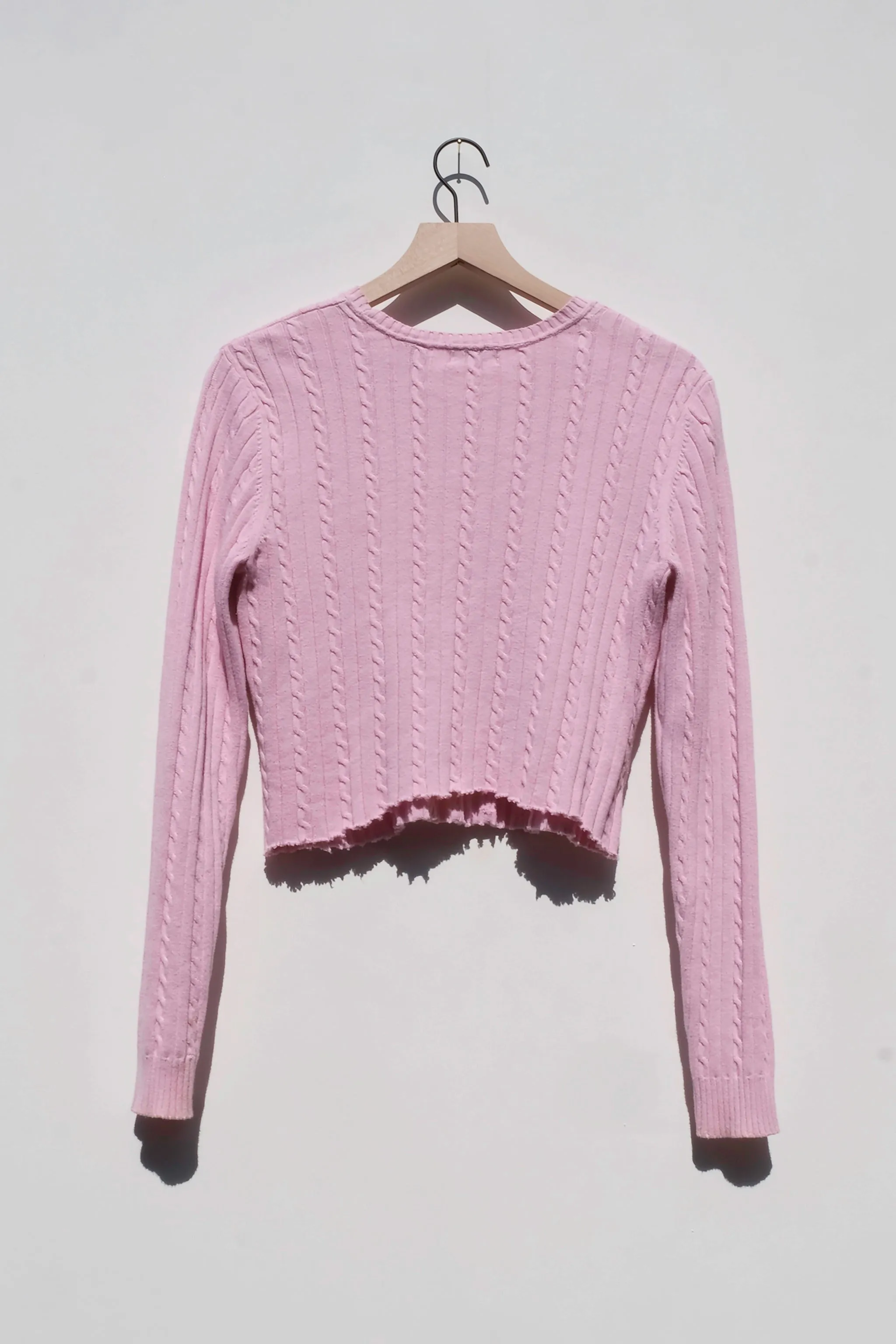 IZOD Bubblegum Pink Cable Knit Cropped Sweater US 4/6, 90’s Y2K Barbie