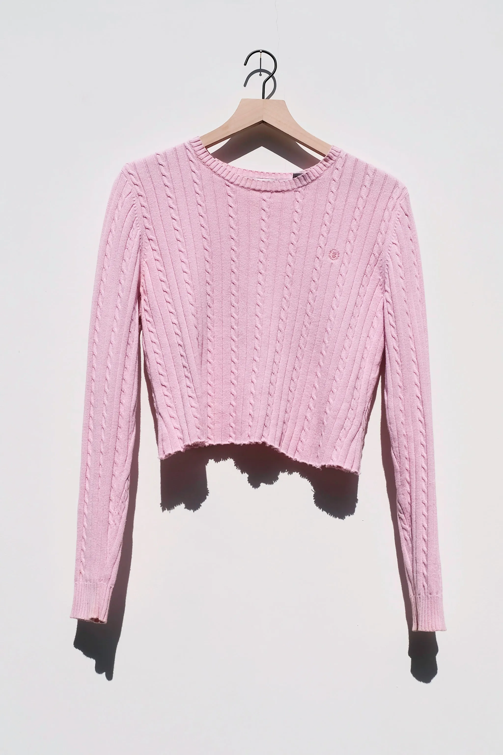IZOD Bubblegum Pink Cable Knit Cropped Sweater US 4/6, 90’s Y2K Barbie