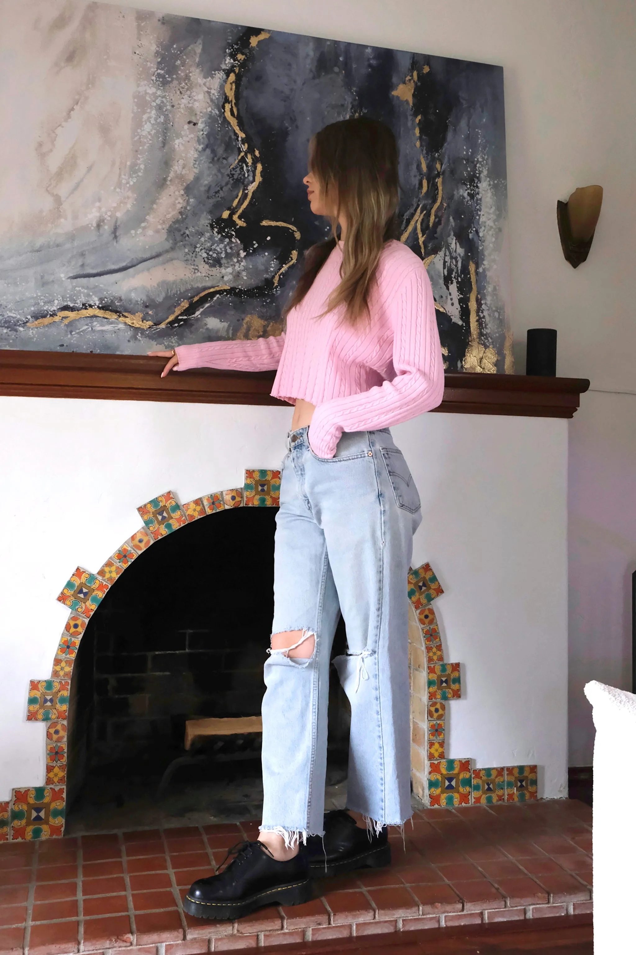 IZOD Bubblegum Pink Cable Knit Cropped Sweater US 4/6, 90’s Y2K Barbie
