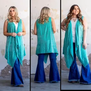 JADE SEQUIN SLEEVELESS KIMONO