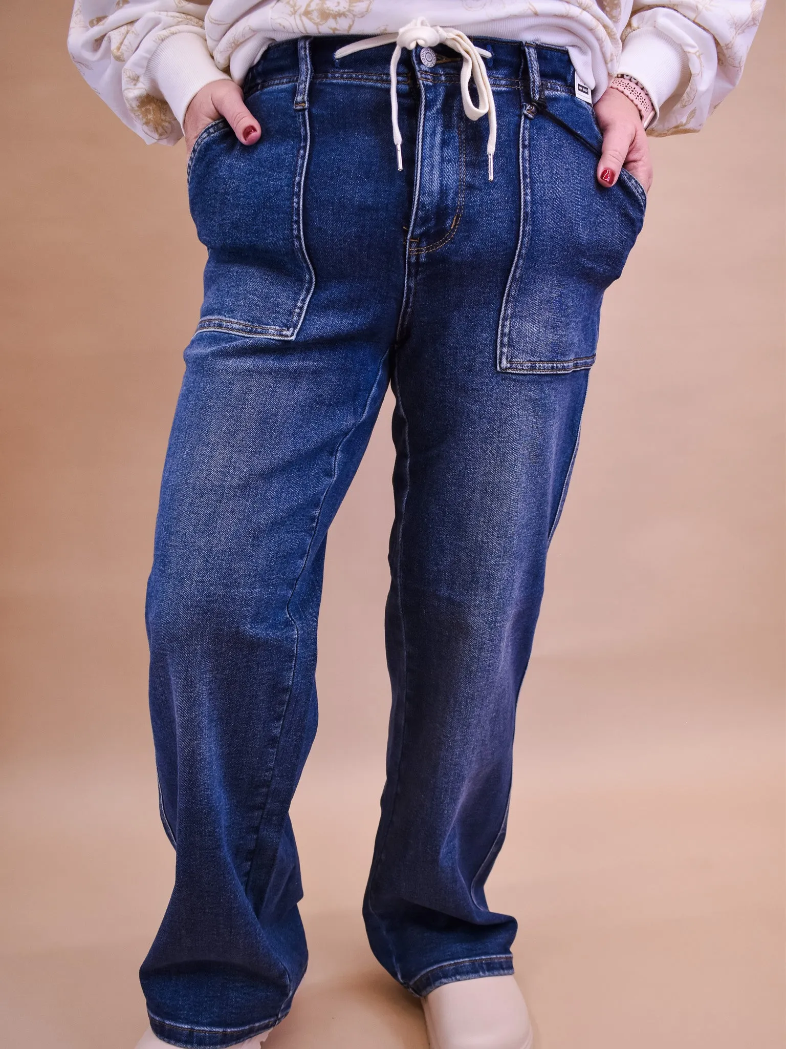 Judy Blue Drawstring Wide Leg Jeans