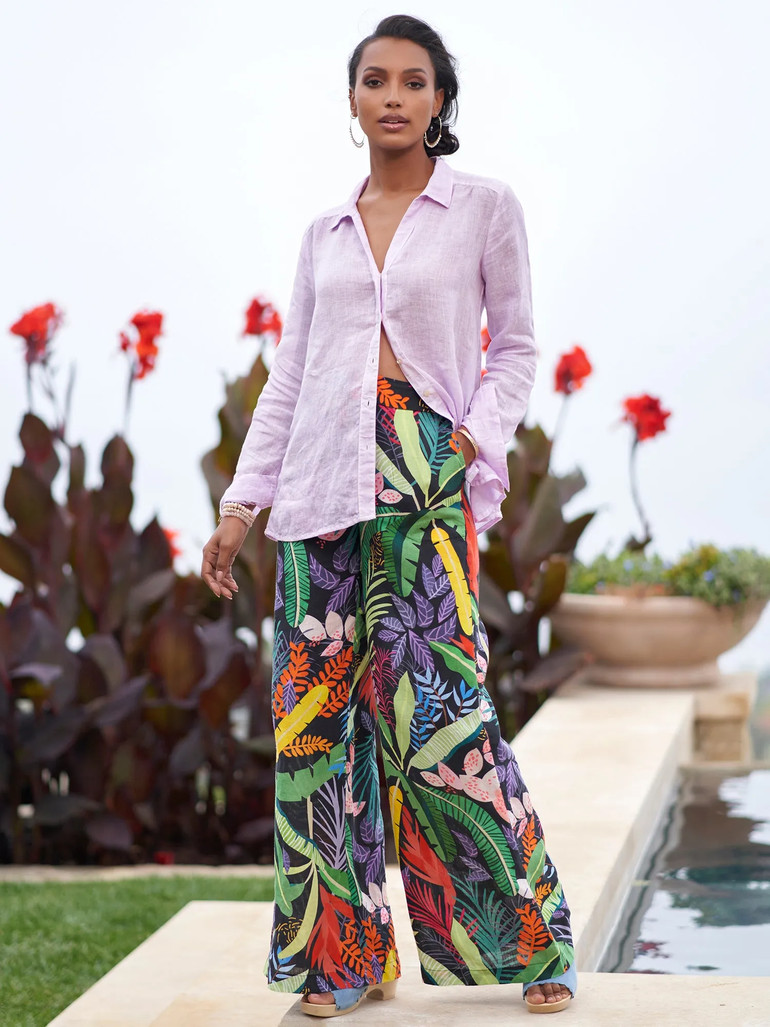 Jungle Print Linen Pant