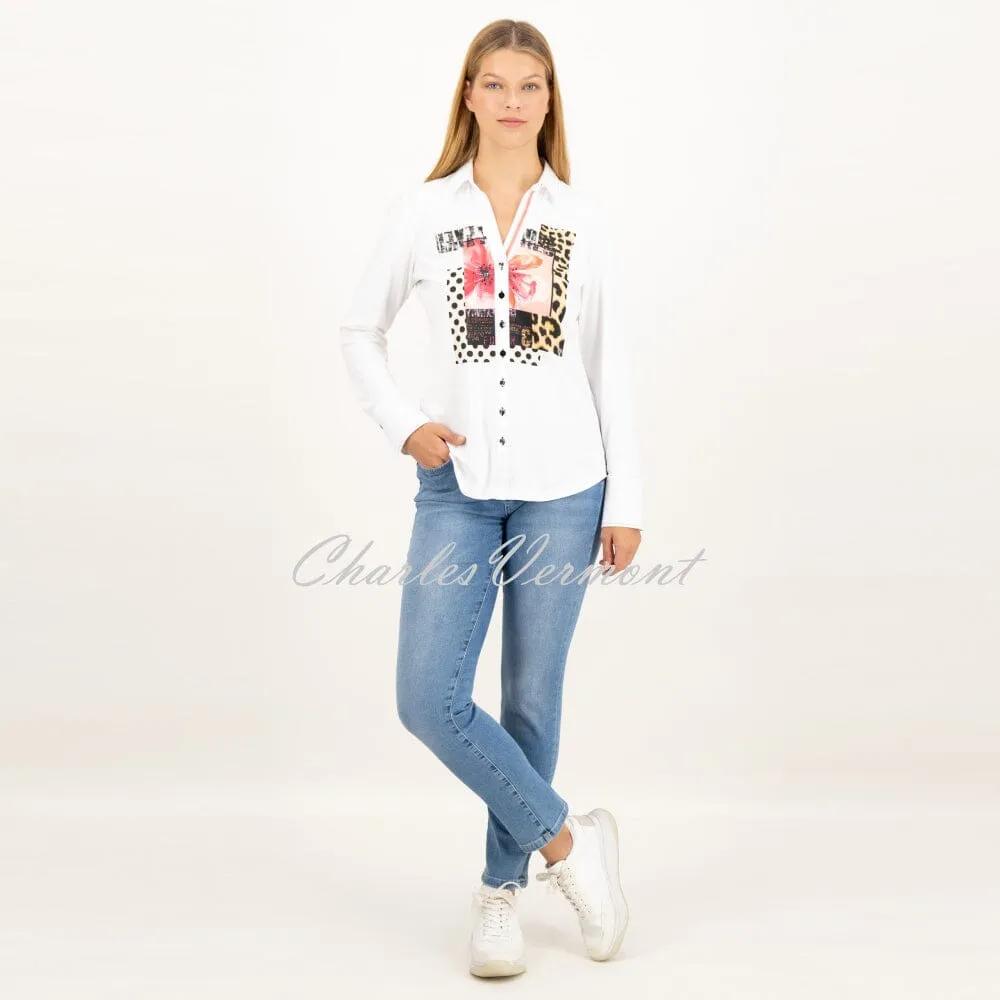 Just White Printed Blouse - Style J1553