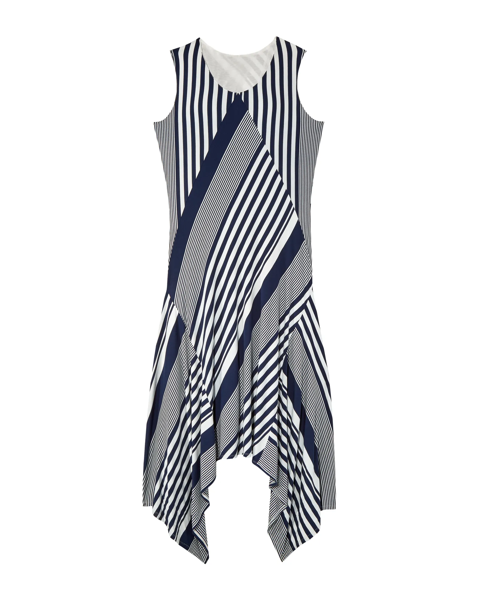 Kamay Sharkbite Hem Dress | White / Navy