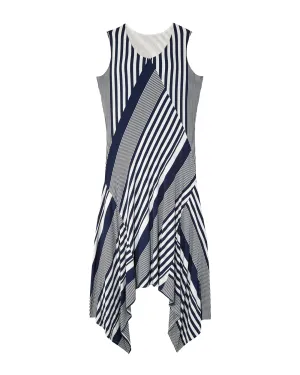 Kamay Sharkbite Hem Dress | White / Navy