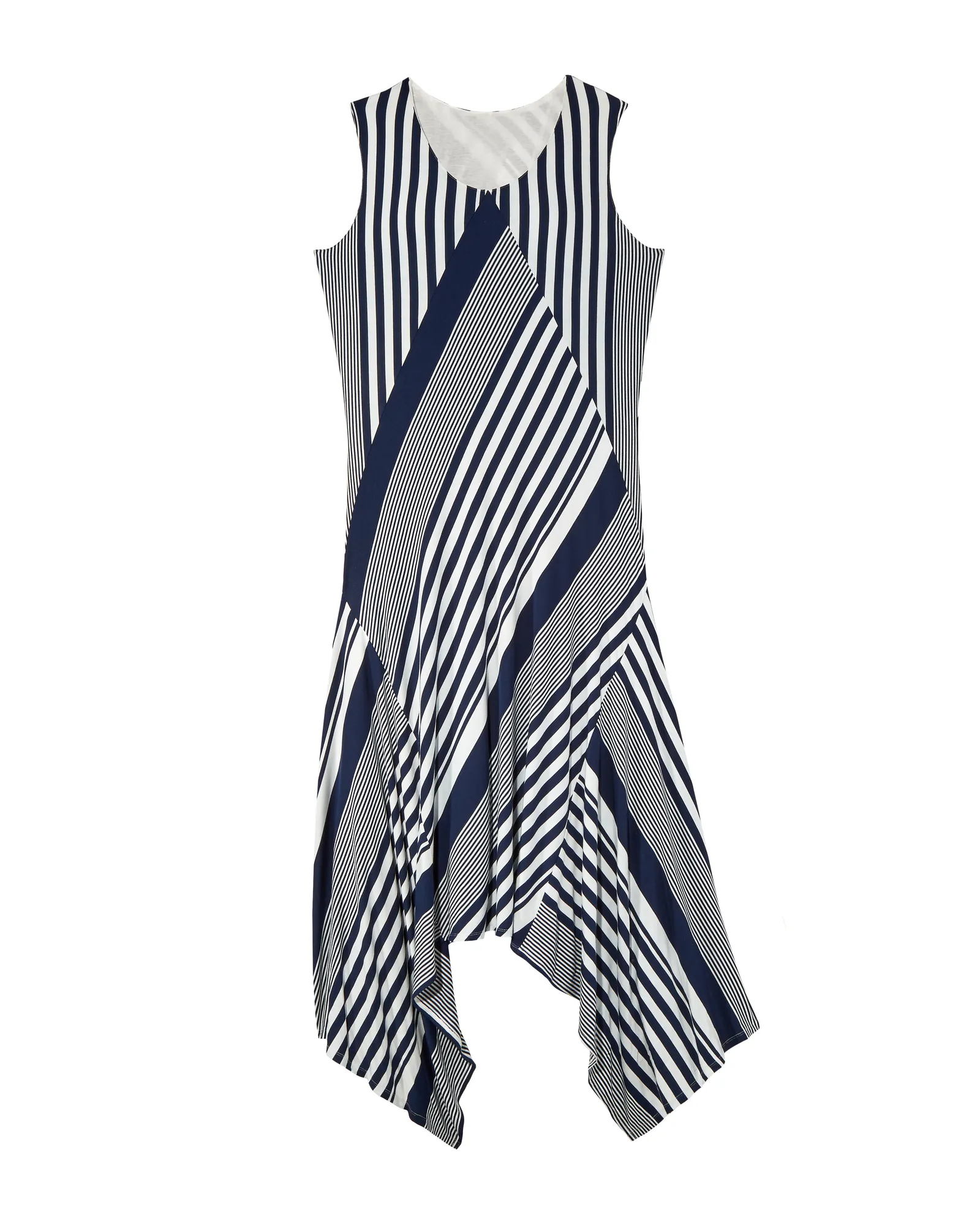 Kamay Sharkbite Hem Dress | White / Navy