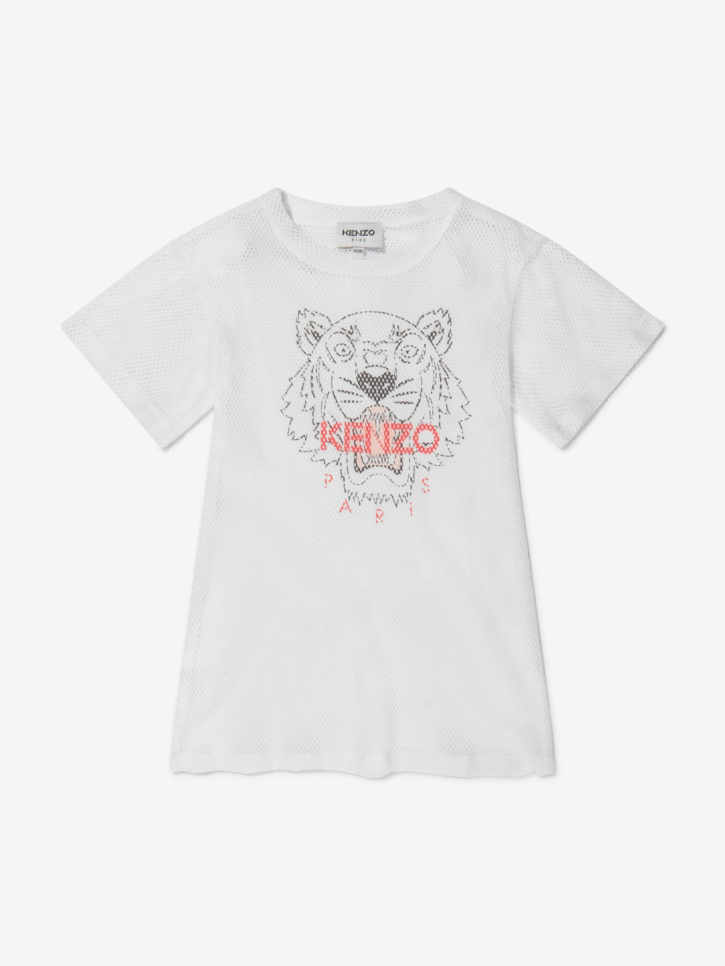 KENZO Girls Jersey And Mesh Tiger Dress