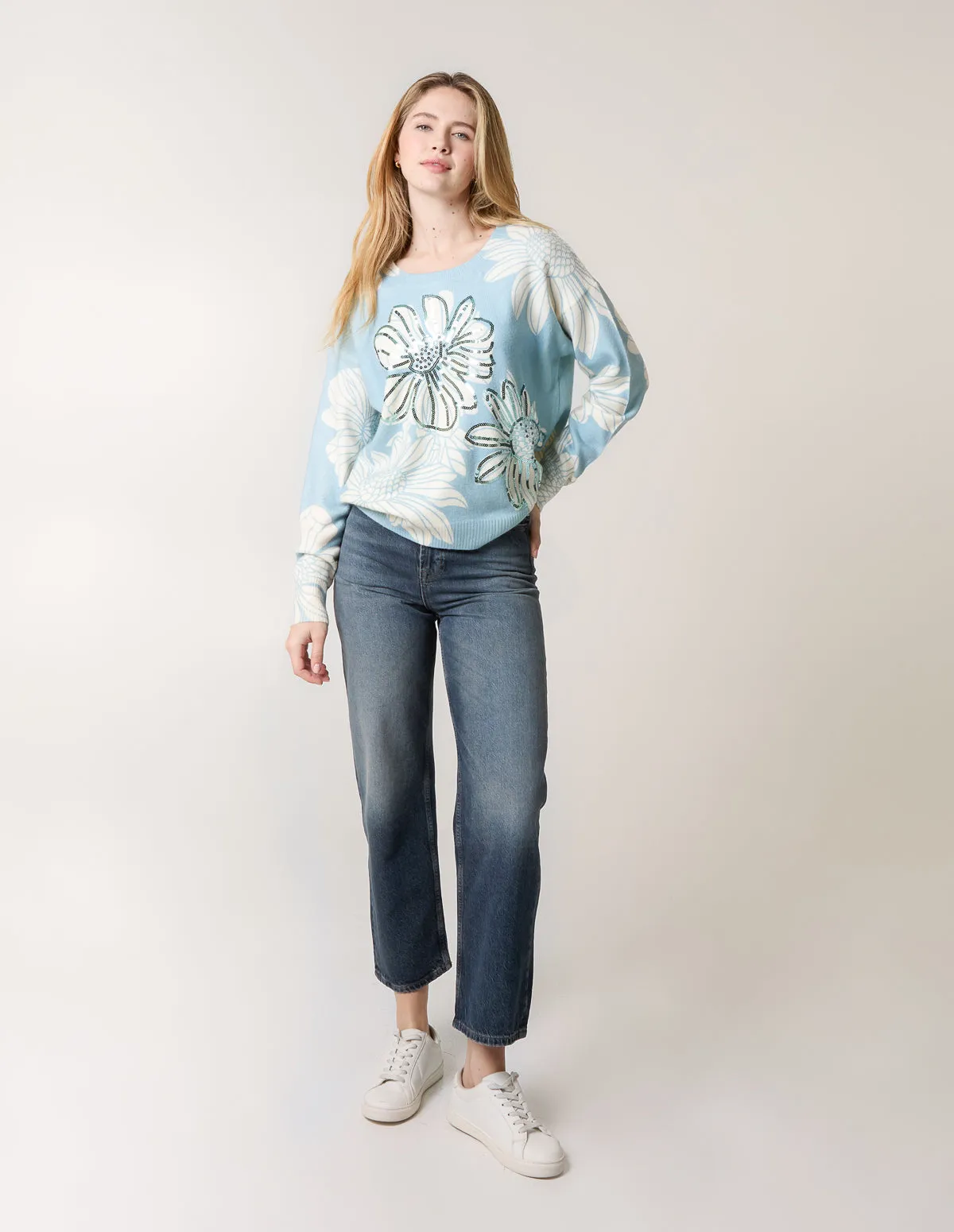 Large Flower Embellished Jumper
