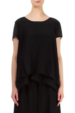 Layered Black Silk Cotton Blouse