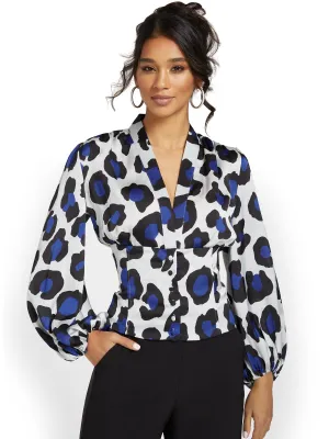 Leopard-Print Corset Blouse