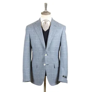 Light Blue Check Virgin Wool & Cashmere Jacket